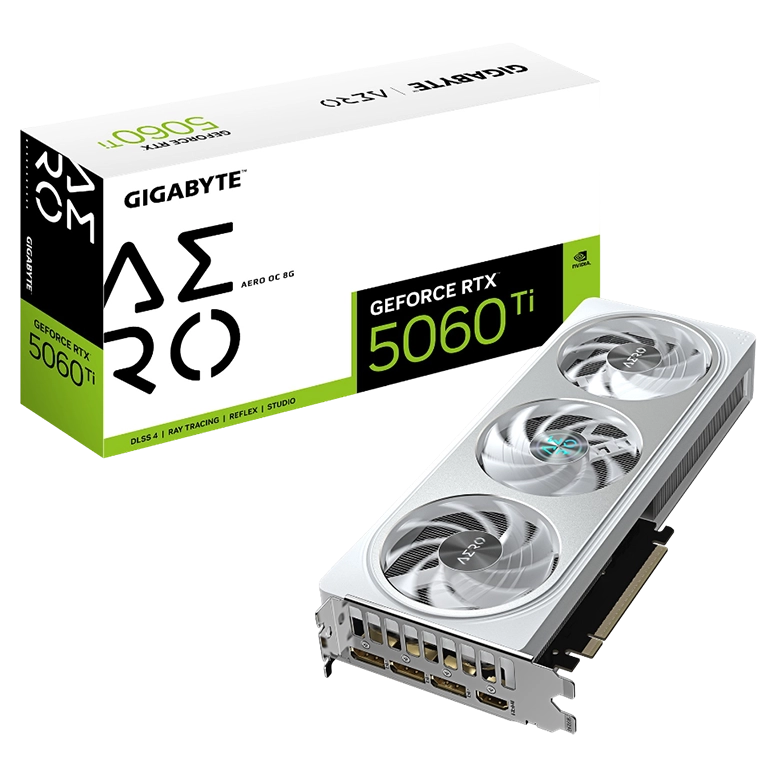 Видеокарта GIGABYTE GeForce RTX 5060 Ti AERO OC 8G, Белый