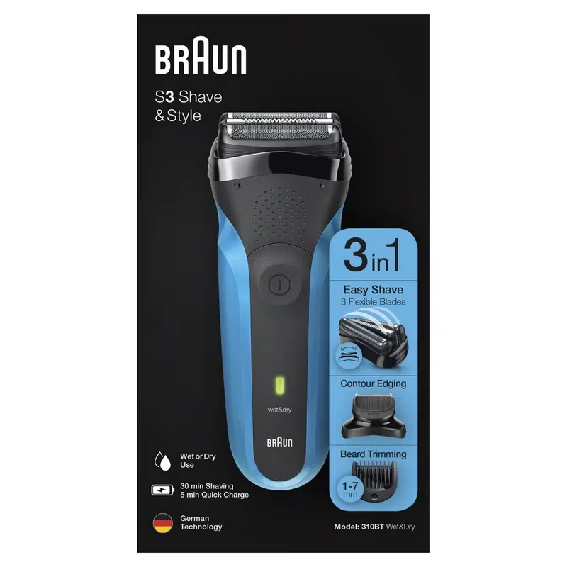 Aparat de ras electric Braun 310BT, Negru/Albastru 6