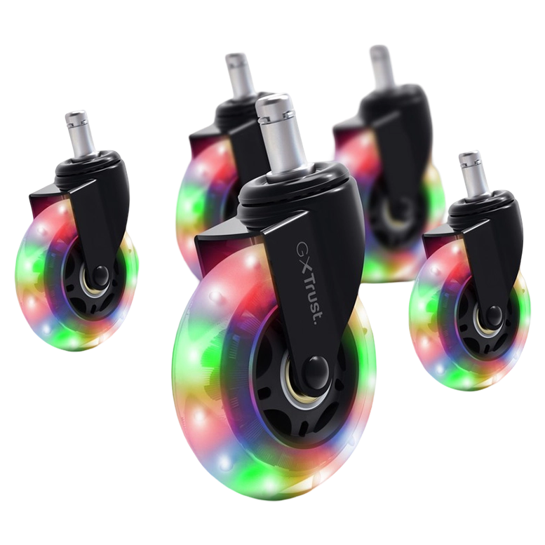 Комплект колёс Trust GXT 701 LED Gel Chair Wheels, Чёрный