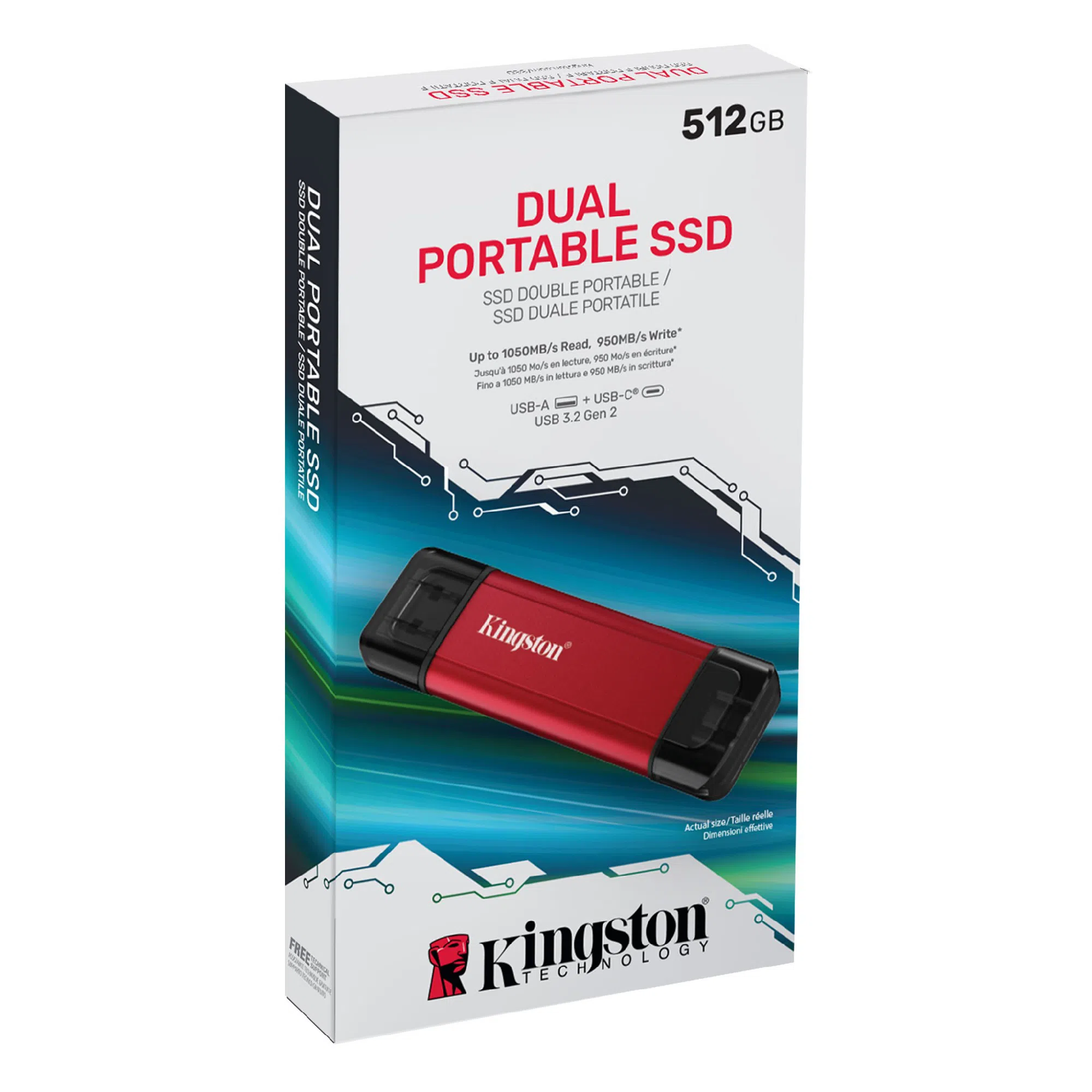 Внешний портативный SSD накопитель Kingston SPSD, 512ГБ, Красный 4