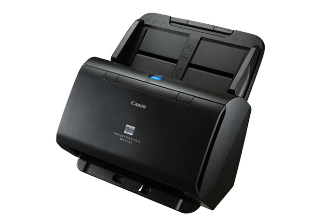 Document Scanner Canon DR-C240, ADF (60 sheets -80g/m2), 3-colour (RGB) LED, CMOS CIS 1 Line Sensor, Front/ Back/ Duplex, A4,B&W 45ppm/90ipm - colour 30ppm/60ipm,27–209g/m2,600 x 600dpi, 24-bit colour, Daily Duty Cycle: 4000 scans/day,USB 2.0,W1,8kg