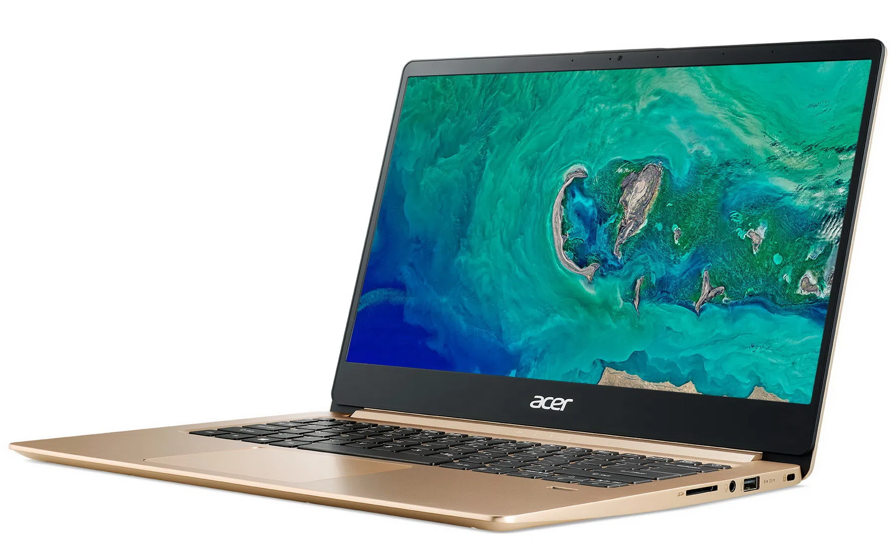 ACER Swift 1 Luxury Gold (NX.GXREU.007), 14.0" IPS FHD (Intel Pentium Silver N5000 4xCore up to 2.70 GHz, 4GB (1x4) DDR4 RAM, 128GB PCIe NVMe SSD, Intel UHD Graphics 605, CR, WiFi-AC/BT, FPS, Backlit KB, 3cell, HD Webcam, RUS, Linux, 1.3kg, 15mm) 2