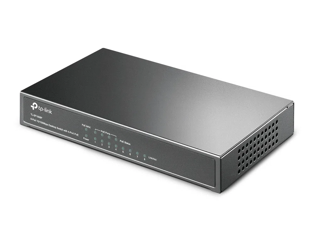 TP-LINK TL-SF1008P, 8-port 10/100M PoE Switch, 8 10/100M RJ45 ports including 4 PoE ports, steel case 2