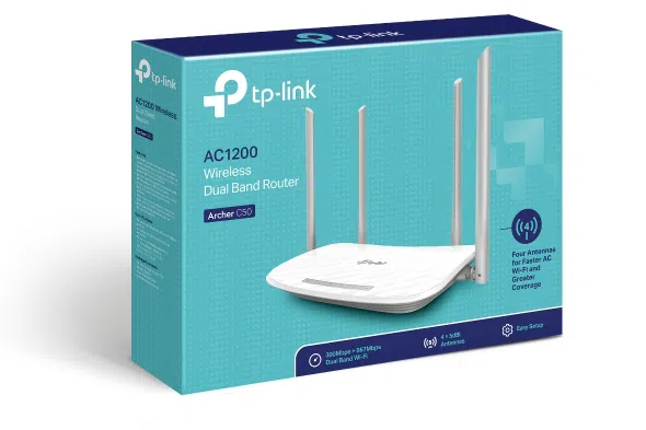 TP-LINK Archer C50 AC1200 Dual Band Wireless Router, Atheros, 867Mbps at 5Ghz + 300Mbps at 2.4Ghz, 802.11ac/a/b/g/n, 1 WAN + 4 LAN, Wireless On/Off and WPS button,2 external antennas
