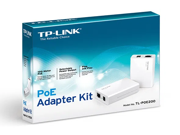 TP-LINK TL-PoE200, Power over Ethernet Adapter Kit, 1 Injector and 1 Splitter included, 100 meters PoE extension, 12/9/5VDC output, Plug and Play