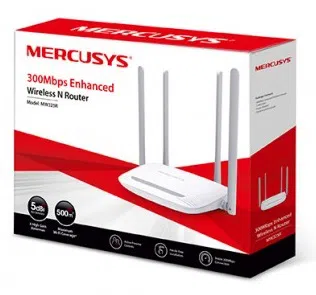 MERCUSYS MW325R  N300 Wireless Router, 300Mbps on 2.4GHz, 802.11n/b/g, 1 WAN + 3 LAN, 4 fixed antennas (provide up to 500m2 of wireless coverage)
