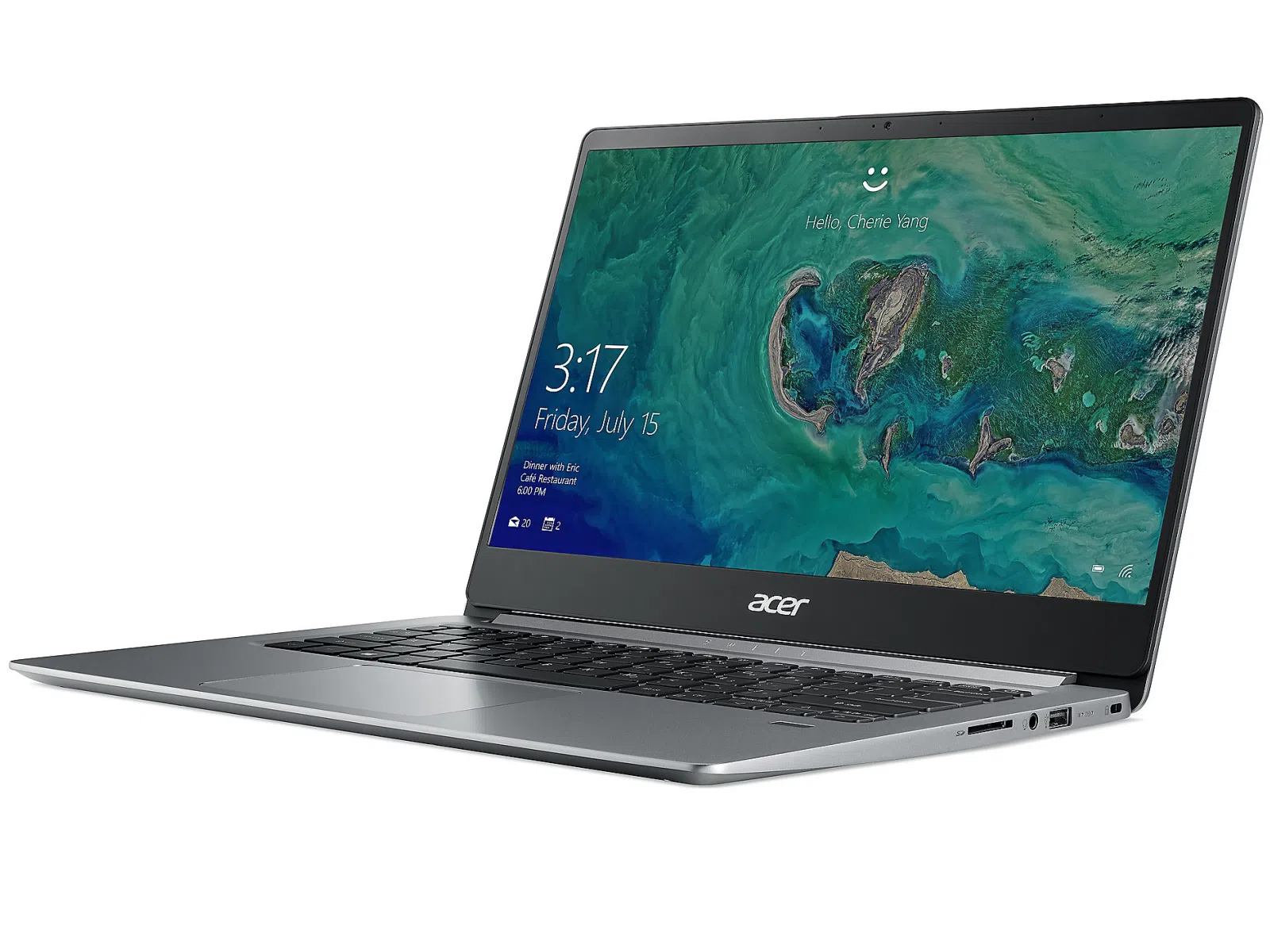 ACER Swift 1 Sparkly Silver (NX.GXUEU.011), 14.0" IPS FHD (Intel Pentium Silver N5000 4xCore up to 2.70 GHz, 8GB (1x8) DDR4 RAM, 256GB PCIe NVMe SSD, Intel UHD Graphics 605, CR, WiFi-AC/BT, FPS, Backlit KB, 3cell, HD Webcam, RUS, Linux, 1.3kg, 15mm) 2