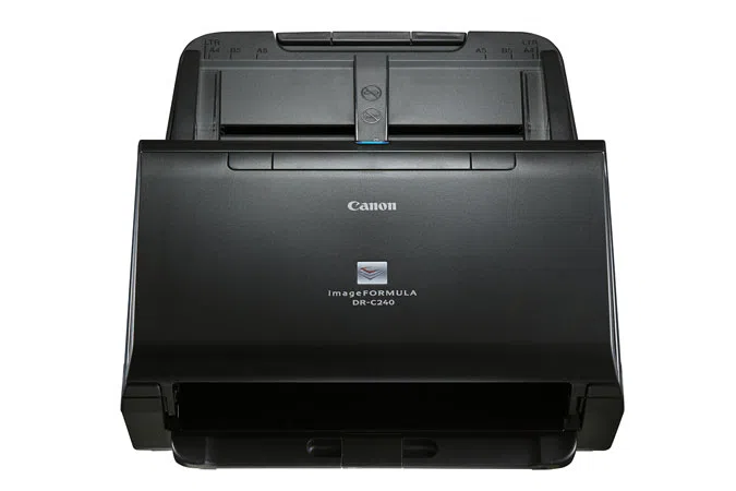 Document Scanner Canon DR-C240, ADF (60 sheets -80g/m2), 3-colour (RGB) LED, CMOS CIS 1 Line Sensor, Front/ Back/ Duplex, A4,B&W 45ppm/90ipm - colour 30ppm/60ipm,27–209g/m2,600 x 600dpi, 24-bit colour, Daily Duty Cycle: 4000 scans/day,USB 2.0,W1,8kg 3