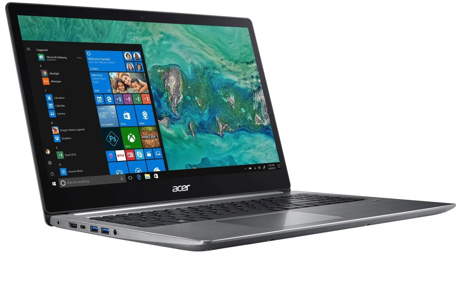 ACER Swift 3 Steel Gray (NX.HJFEU.005), 14.0" IPS FHD (Intel Core i3-1005G1 2xCore, 1.2-3.4GHz, 8GB (1x8) LPDDR4 RAM, 256GB PCIe NVMe SSD, Intel UHD Graphics, WiFi-AC/BT 5.0, FPS, Backlit KB, 3cell, HD Webcam, RUS, Linux, 1.19kg, 15.95mm) 3