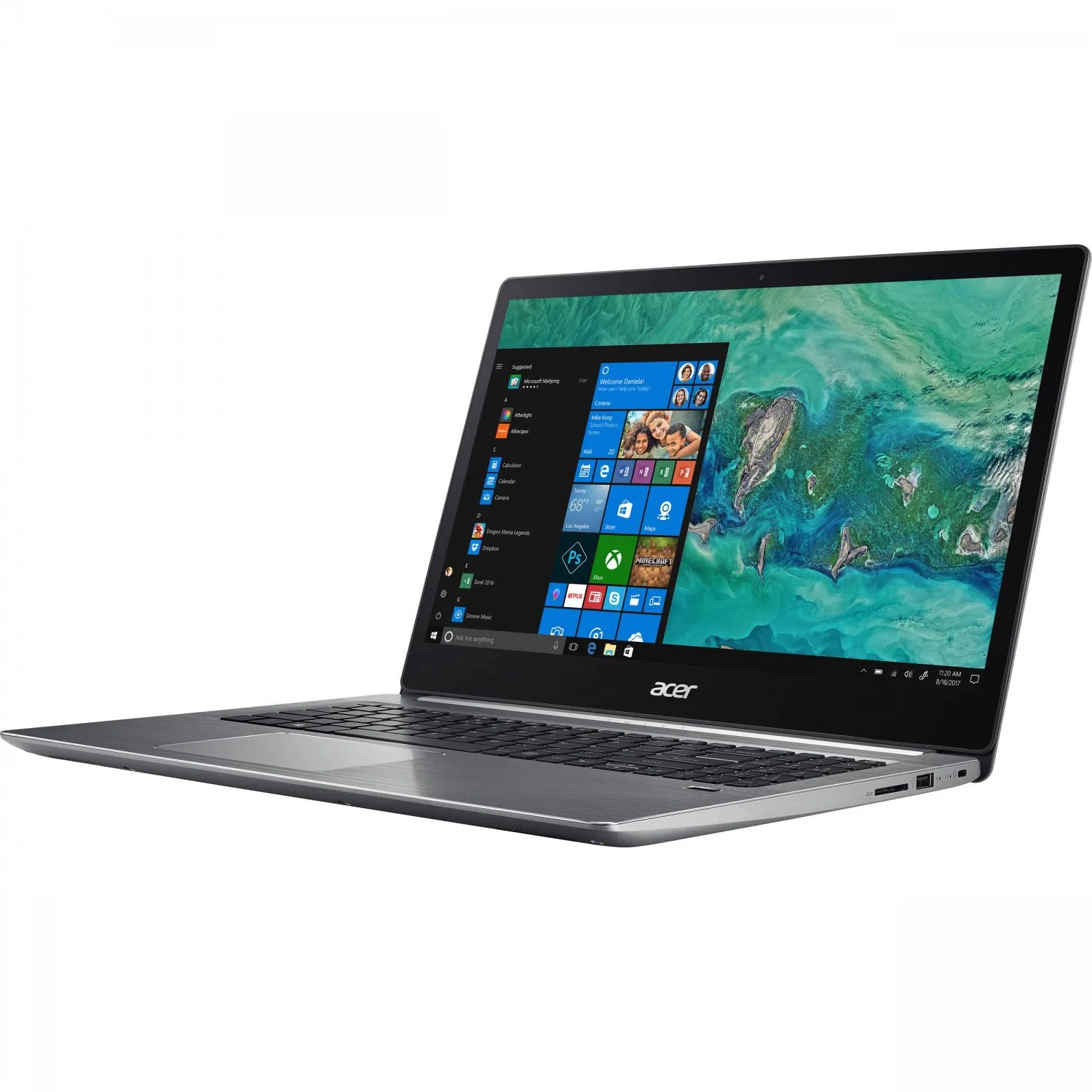 ACER Swift 3 Steel Gray (NX.HJFEU.005), 14.0" IPS FHD (Intel Core i3-1005G1 2xCore, 1.2-3.4GHz, 8GB (1x8) LPDDR4 RAM, 256GB PCIe NVMe SSD, Intel UHD Graphics, WiFi-AC/BT 5.0, FPS, Backlit KB, 3cell, HD Webcam, RUS, Linux, 1.19kg, 15.95mm) 2