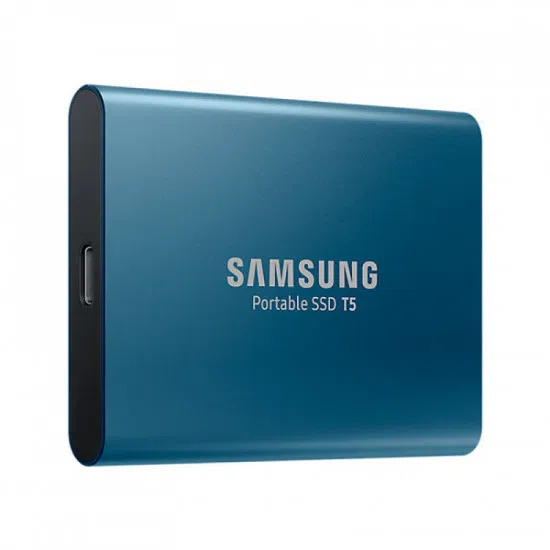 M.2 External SSD 250GB  Samsung T5  USB 3.1 Gen 2, USB-C, Includes USB-C to A / USB-C to C cables, Sequential Read/Write: up to 540/540 MB/s, V-NAND (TLC), Windows®, Mac, PS4 and Xbox One compatible, Light, Portable, Durable