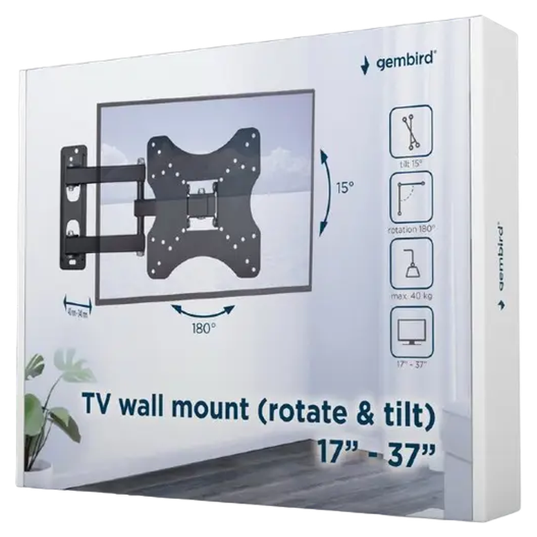 Кронштейн для телевизора Gembird WM-37RT-01, Черный 2