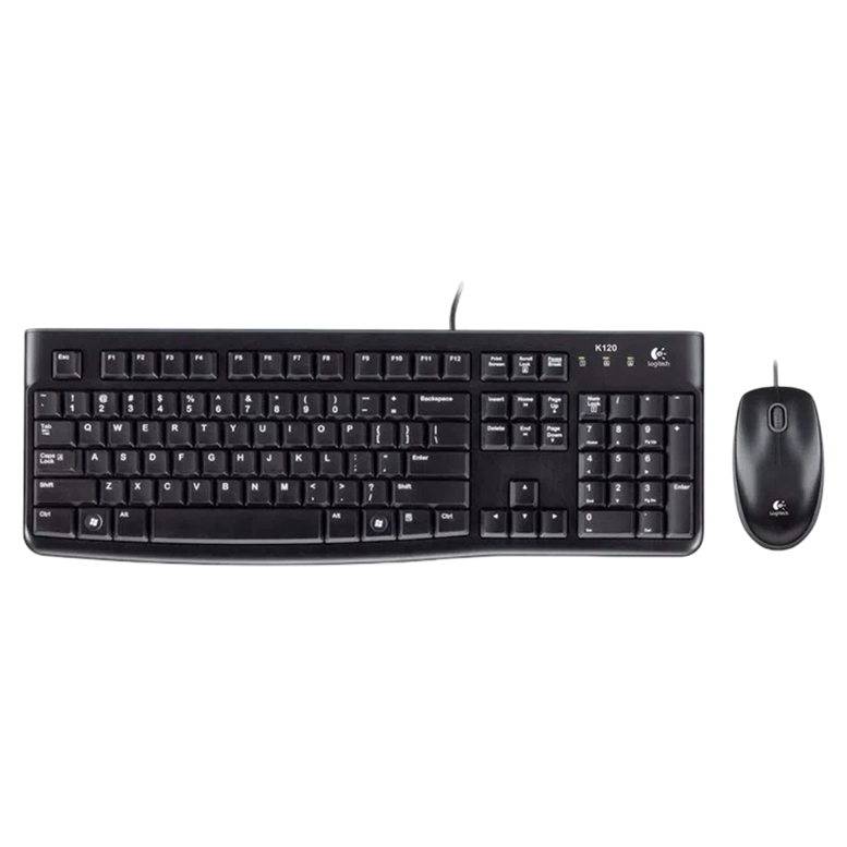 Клавиатура и мышь Logitech MK120, Проводное, Чёрный