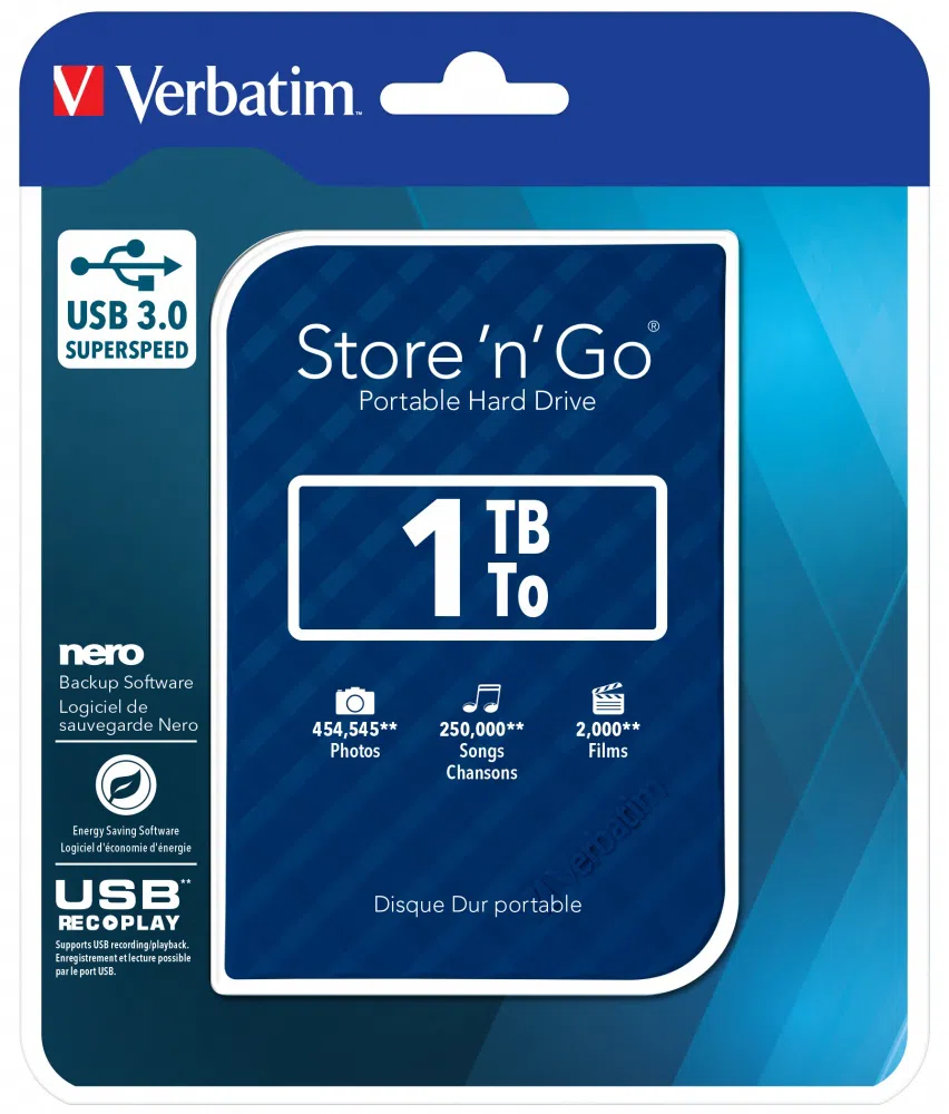Внешний жесткий диск Verbatim Store 'n' Go, 1TB, Синий 3