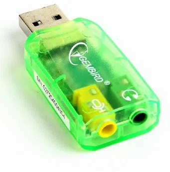 Gembird SC-USB-01 "Virtus" USB Sound Card, connectors: USB A-type male, 3.5mm stereo headphone jack, 3.5mm microphone input jack, 3.5 mm line-in jack 4