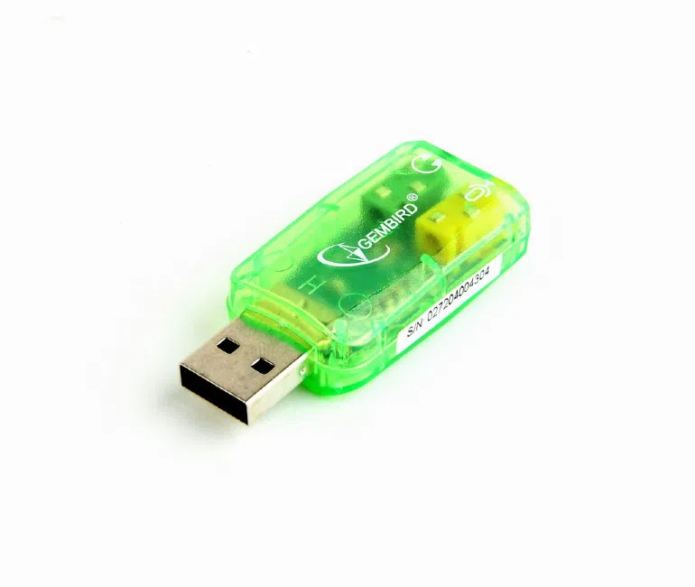 Gembird SC-USB-01 "Virtus" USB Sound Card, connectors: USB A-type male, 3.5mm stereo headphone jack, 3.5mm microphone input jack, 3.5 mm line-in jack 3