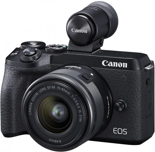 Mirrorless Camera CANON EOS M6 II 15-45 IS STM Black + electronic viewfinder EVF-DC2 (3611C053)