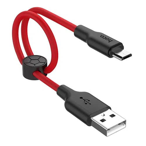 HOCO X21 Plus Silicone charging cable for Micro(L=0.25M) black＆red 2