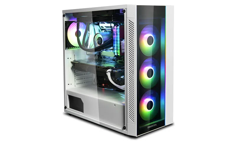 Carcasa DEEPCOOL MATREXX 55 V3 ADD-RGB WH / w/oPSU / Side panel / RGB lighting strip / ATX / White