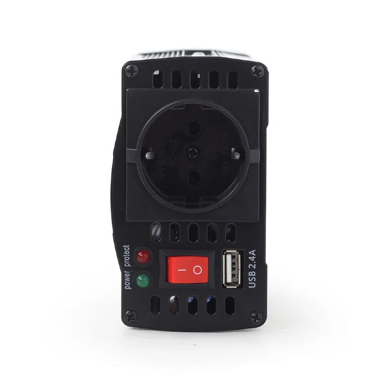EnerGenie EG-PWC-042, 12V Car power inverter, 300W, with USB port / 5V-2.1A, Power output: 300 W continuous power (peak power 600 W), Output: 230 VAC, Input: 11-15 VDC (car cigarette lighter or accumulator directly) 2