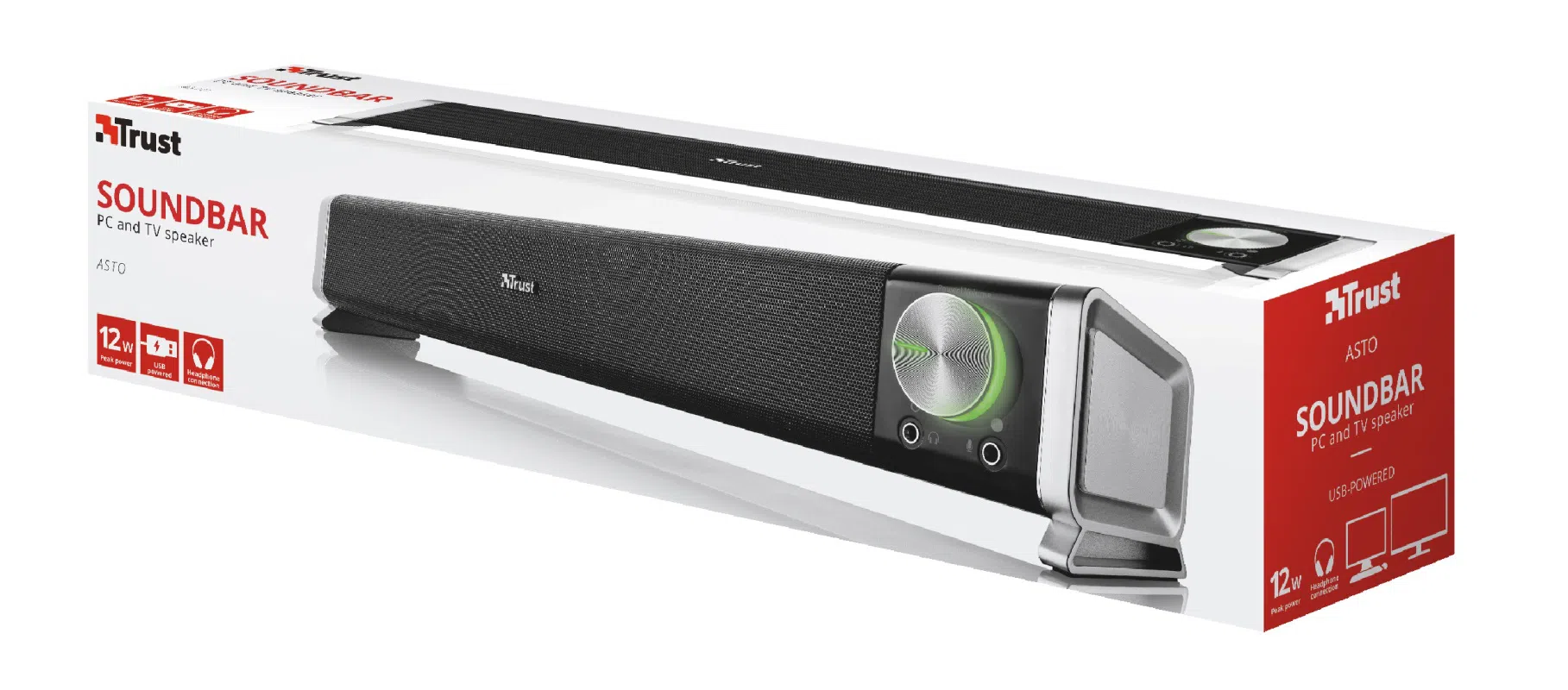 Trust Asto Soundbar for PC & TV, 12W, Black 2
