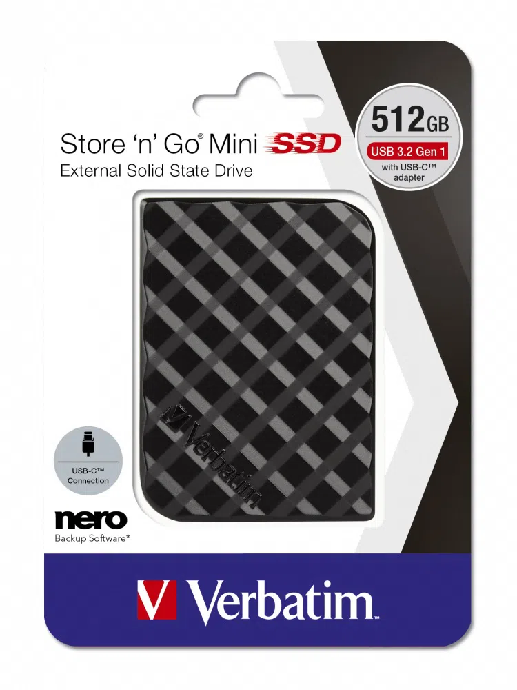 2.5" Внешний SSD Verbatim Store 'n' Go Mini / 512GB / USB 3.2 Gen 1 2