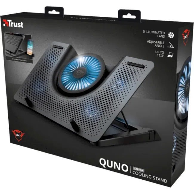 Trust Gaming GXT 1125 Quno, 17.4" Premium LED-illuminated gaming laptop cooling stand with 5 fans, Black 2