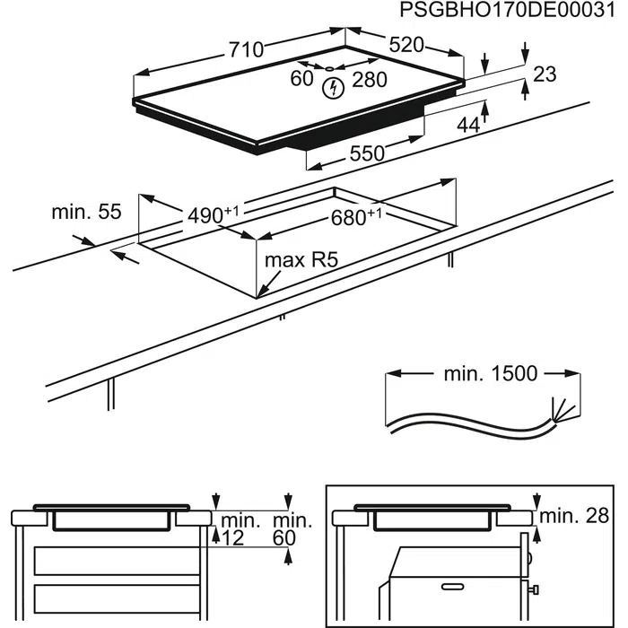 Plită incorporabilă cu inducție Electrolux EIV734 2