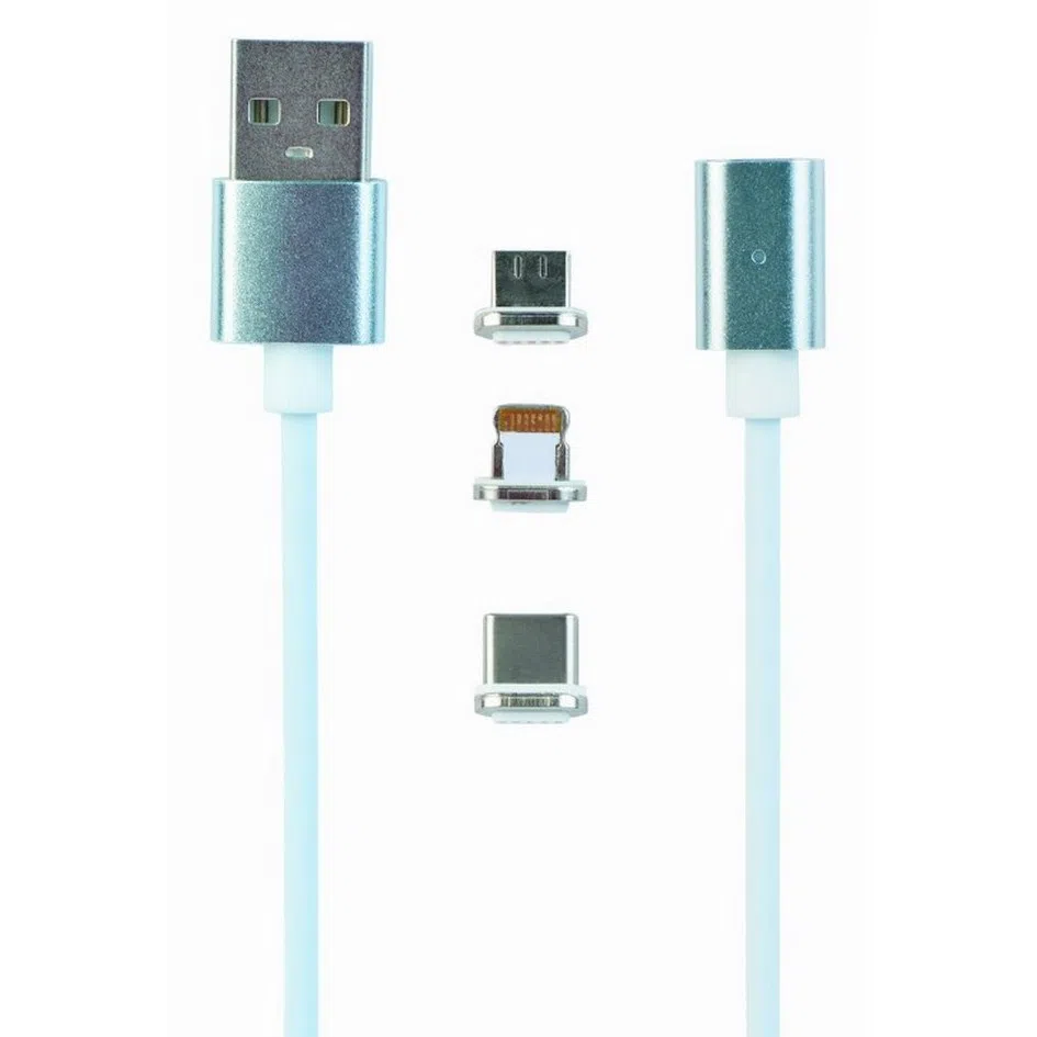 Adaptor pentru cablu USB Cablexpert CC-USB2-AMLM31-1M, USB Type-A/Micro USB, Type-C, Lighting, 1m, Argintiu