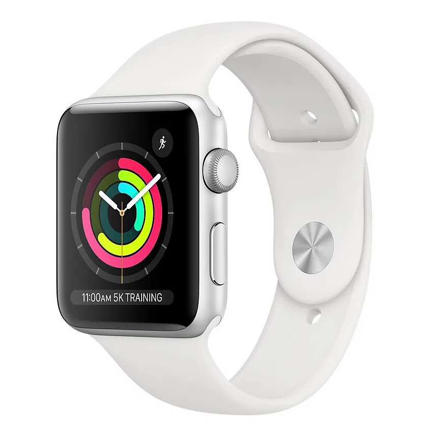 Умные часы Apple Watch Series 3, 42 мм, Серебряный алюминиевый корпус с белым спортивным ремешком 2