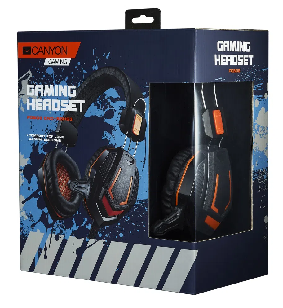 Gaming Headset Canyon Fobos, 50mm drivers, 20-20000Hz, 32 Ohm, 95dB, 2x3.5mm, Black/Orange 2