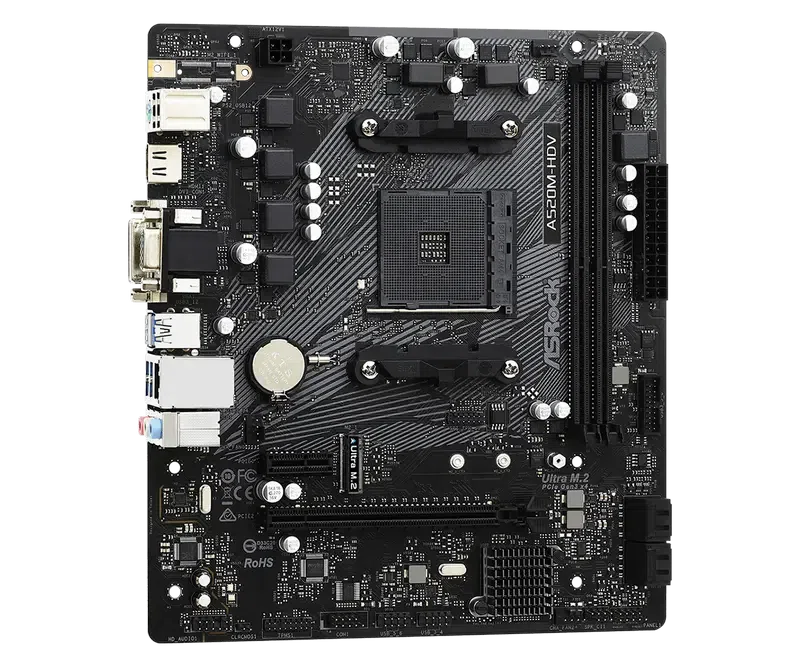 Материнская плата ASRock A520M-HDV, Black 3