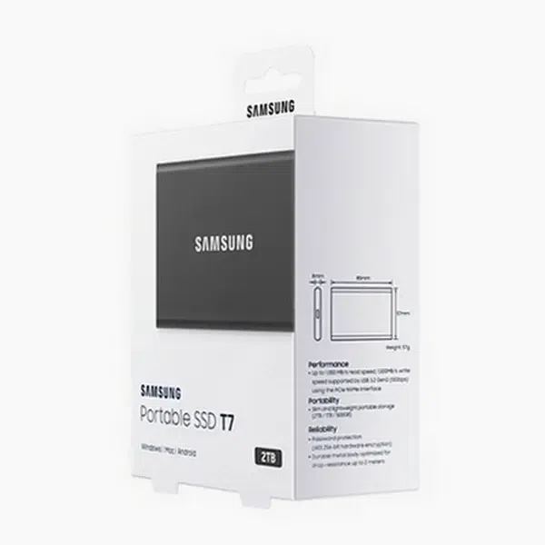 Внешний портативный SSD-накопитель Samsung T7, 2 TB, Grey 3