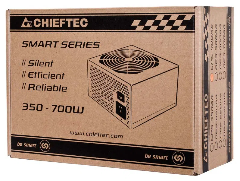 Power Supply ATX 600W Chieftec SMART GPS-600A8, 80+, Active PFC, 120mm silent fan 4