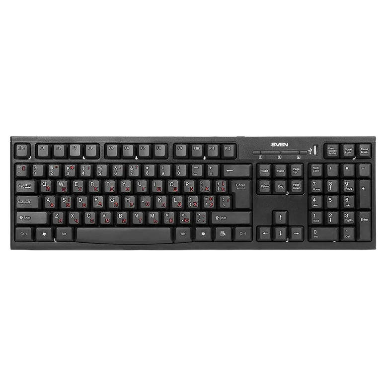 Клавиатура SVEN Standard 304, Проводное, Чёрный