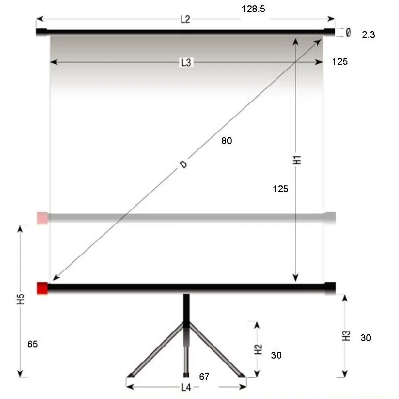 Tripod 125x125cm Reflecta Crystal-Line, Ratio 1:1 2
