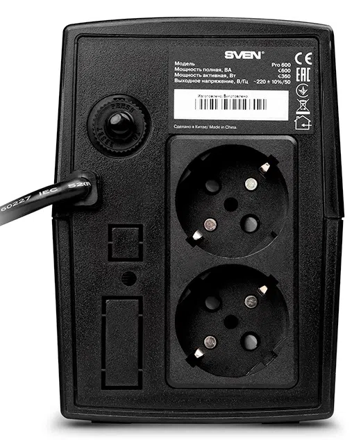 Источник бесперебойного питания SVEN Pro 600, Black 3
