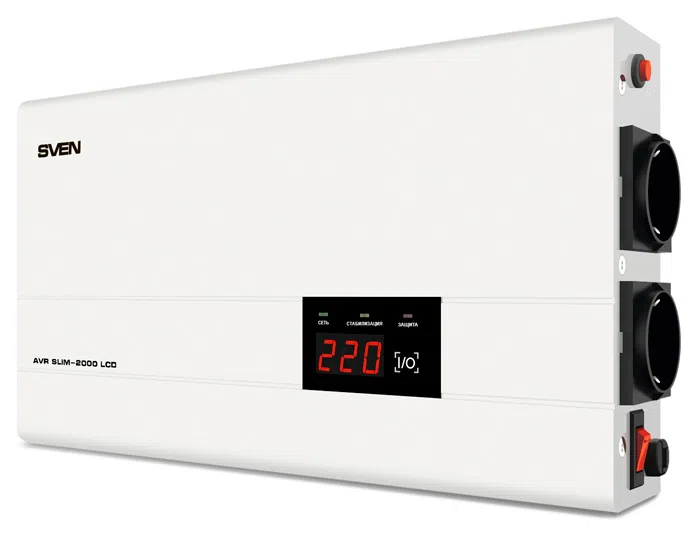 Stabilizer Voltage SVEN  SLIM AVR -2000 LCD, 1200W, Output sockets: 2 × CEE 7/4 2
