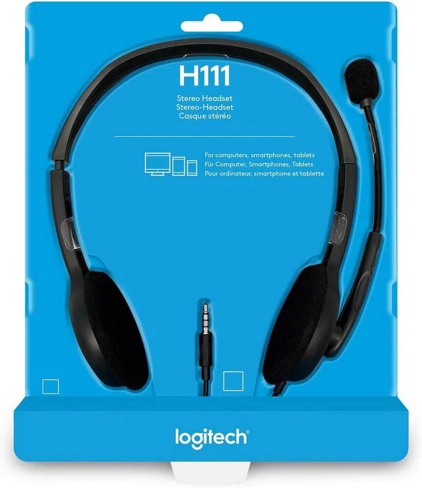 Гарнитуры для Колл-центров Logitech H111, Проводной аналоговый, Серый 2
