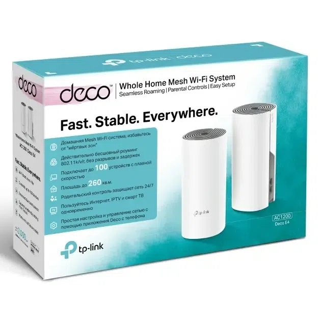 Домашняя Mesh Wi-Fi система TP-LINK Deco E4 (2-pack), Белый 2