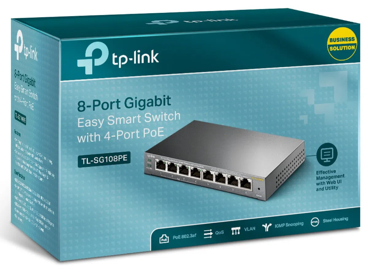 .8-port Gigabit Easy Smart Switch with 4-Port PoE TP-LINK "TL-SG108PE", steel case 5