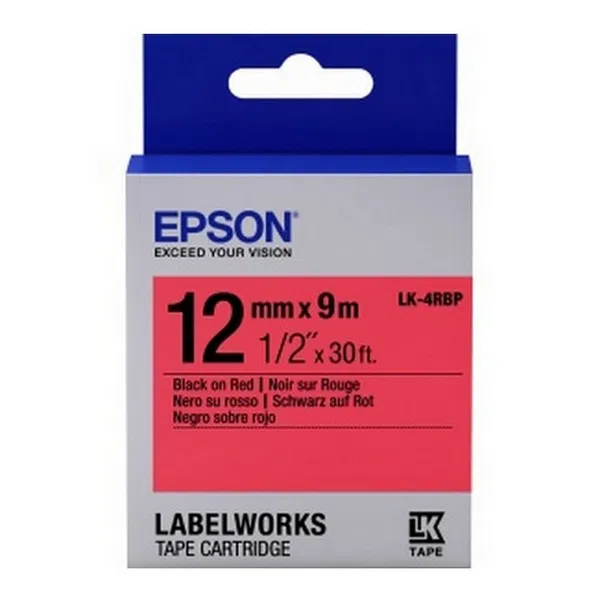 Tape Cartridge EPSON LK4RBP; 12mm/9m Pastel, Black/Red, C53S654007