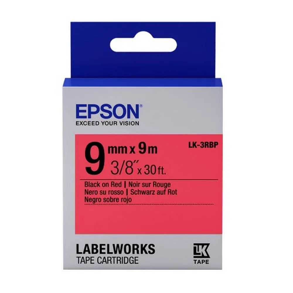 Tape Cartridge EPSON LK3RBP; 9mm/9m Pastel, Black/Red, C53S653001