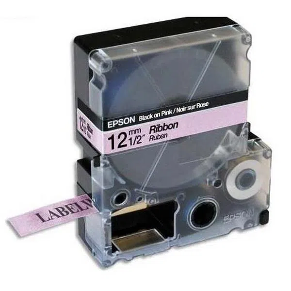 Tape Cartridge EPSON LK4PBK; 12mm/5m Satin Ribbon, Black/Pink, C53S654031 2