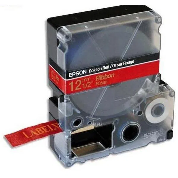 Tape Cartridge EPSON LK4RKK; 12mm/5m Satin Ribbon, Gold/Red, C53S654033 2