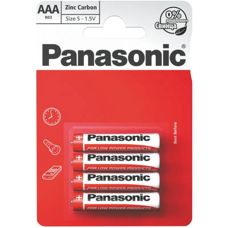 Батарейки Panasonic R03REL, AAA, 4шт. 2