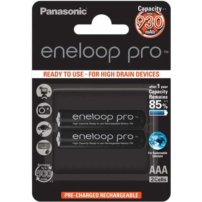 Аккумуляторы Panasonic BK-4HCDE, AAA, 930мА·ч, 2шт.