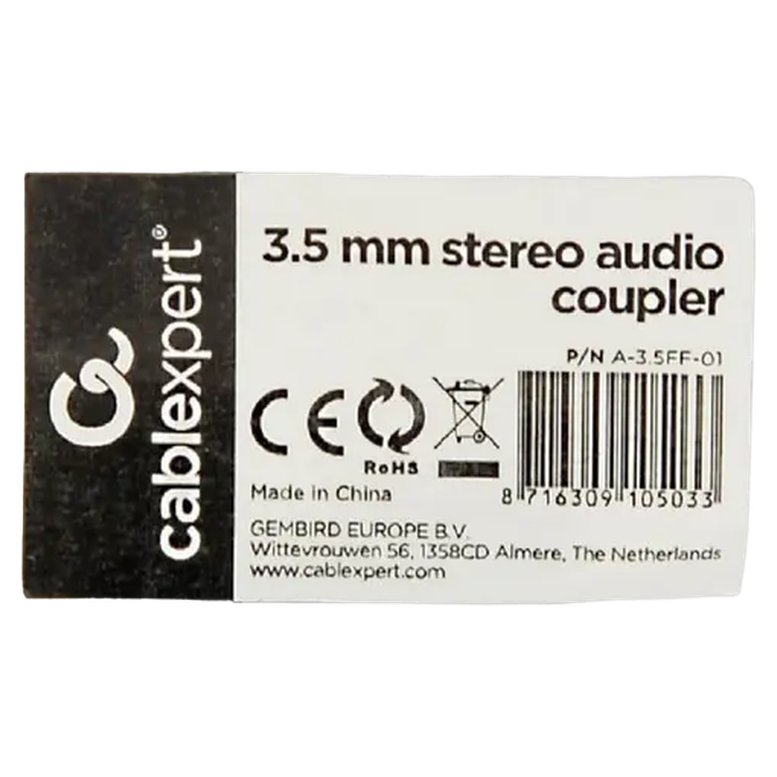 Аудио адаптер Cablexpert A-3.5FF-01, 3.5 мм, Черный 2
