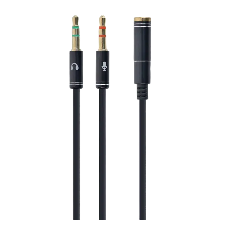 Adaptor audio Cablexpert CCA-418M, 3.5 mm, 0.2 m, Negru