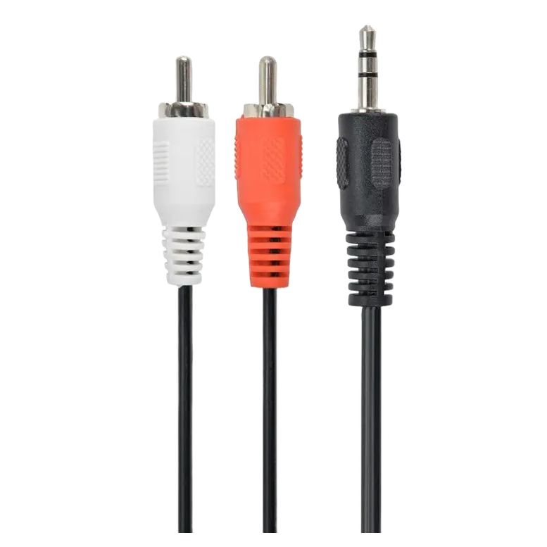 Аудио кабель Cablexpert CCA-458-5M, 3.5 мм на 2x RCA, 5 м, Черный